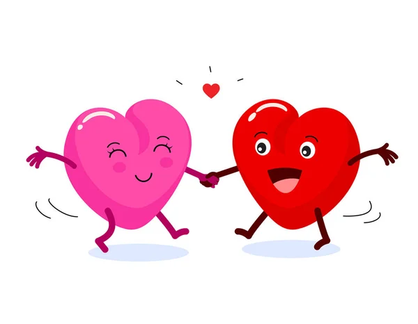 Δύο ευτυχής καρδιά χαρακτήρα στην αγάπη. — Διανυσματικό Αρχείο