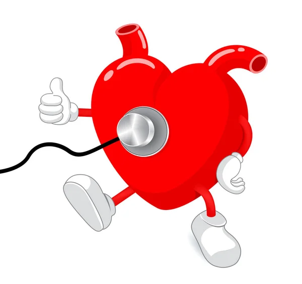 Charakter srdce s stetoskop. — Stockový vektor
