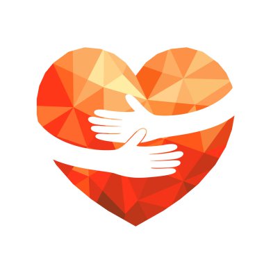 Polygonal Heart Hug, clipart