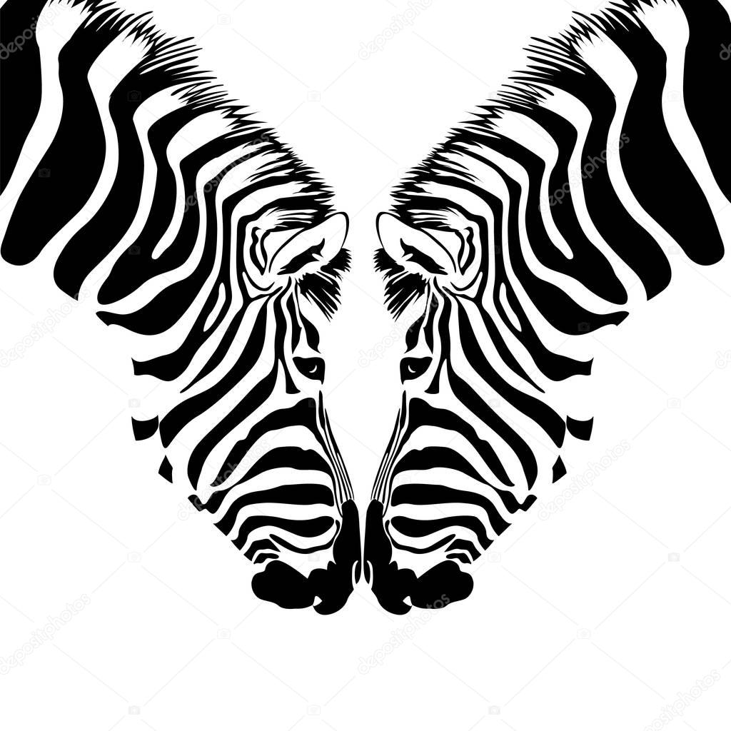 Wild animal texture. Striped black and white.Vector illustration isolated on white background.