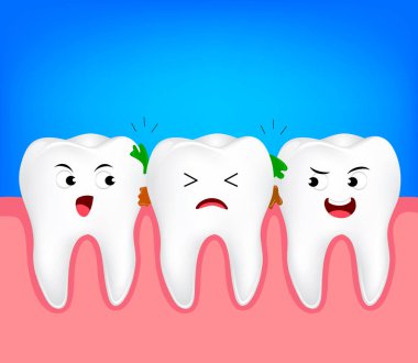 Dişlerde sıkışmış yiyecek kalıntıları, 