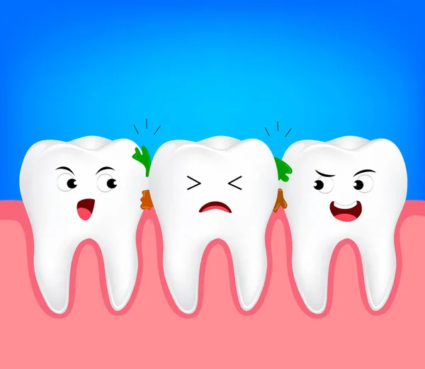 Τα υπολείμματα των τροφίμων κολλήσει στα δόντια, — Διανυσματικό Αρχείο