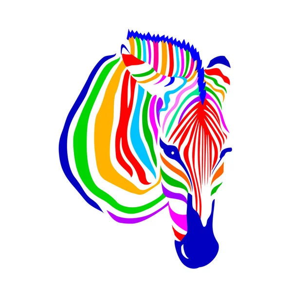 Colorful zebra head on white background. — Stock Vector