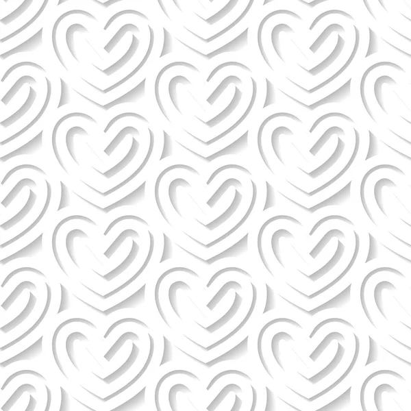 White heart shape seamless pattern. — Stock Vector