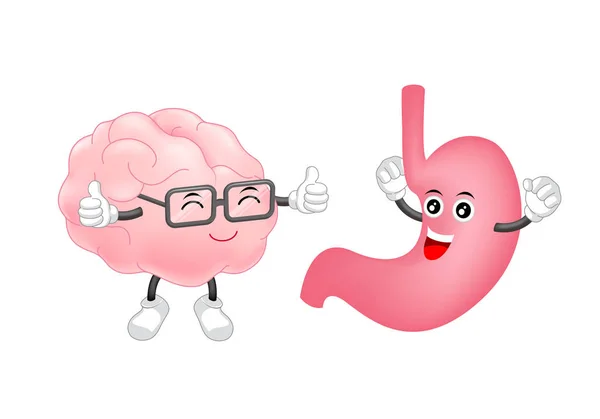 Bonito estômago humano e caracteres cerebrais . —  Vetores de Stock