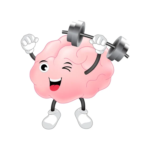 Boldog agy karakter emelő súlyok. — Stock Vector