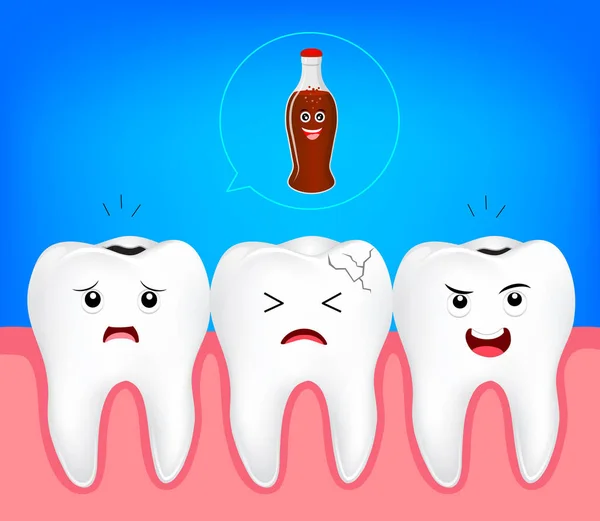 Проблеми з зубами з безалкогольного напою . — стоковий вектор