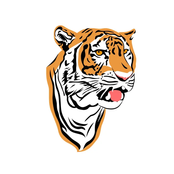 Tête de tigre en vue latérale . — Image vectorielle