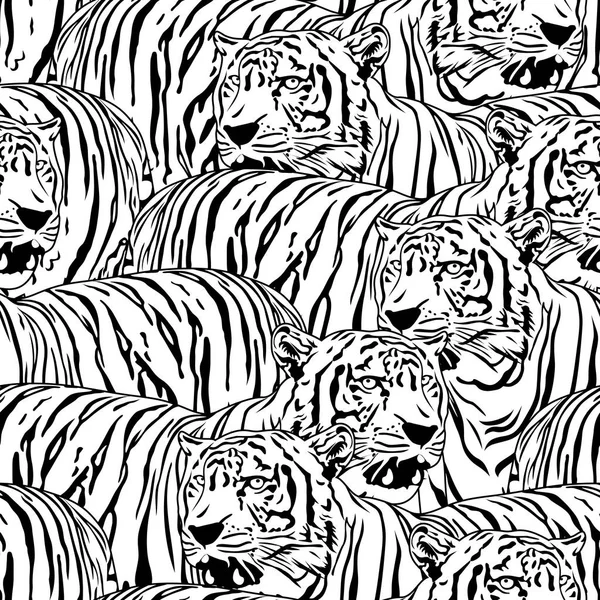 Tiger seamless mönster. — Stock vektor