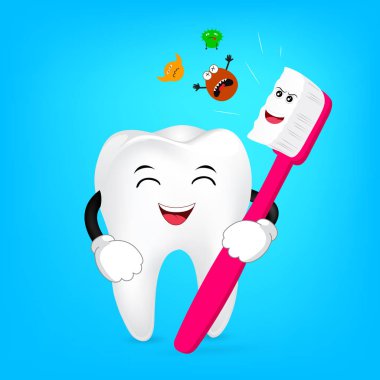 sevimli çizgi diş diş fırçası ile. 