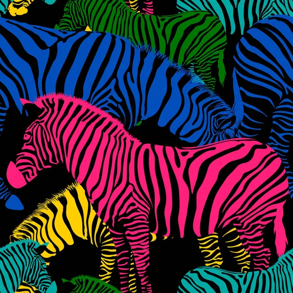 Kleurrijke zebra naadloze patroon. — Stockvector