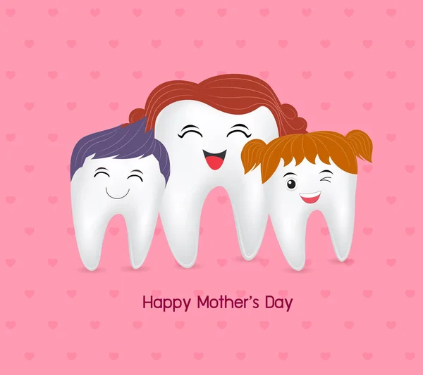 Linda familia de dientes de dibujos animados . — Vector de stock