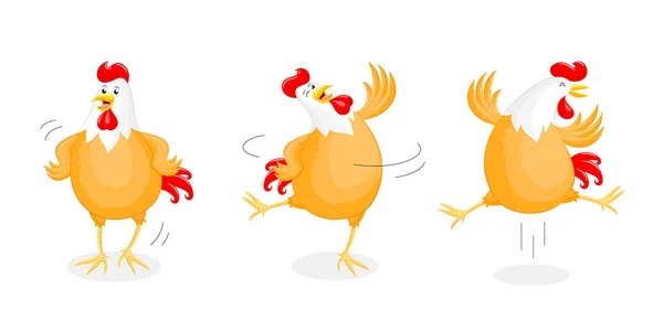 Conjunto de galinha feliz dançando . — Vetor de Stock