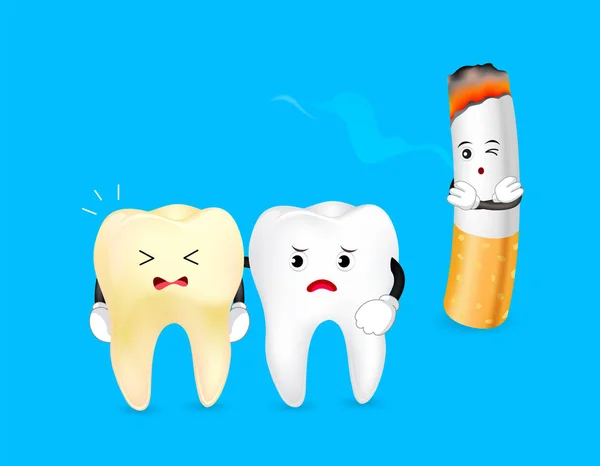 Επίδραση του καπνίσματος στο δόντι. — Διανυσματικό Αρχείο