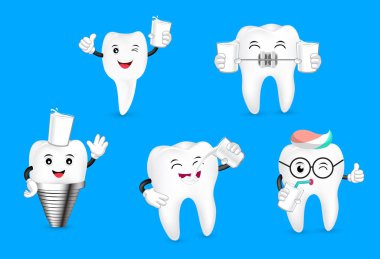 Süt içme sevimli çizgi diş kümesi. 