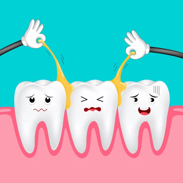 Alcuni dolci si attaccano tra i denti . — Vettoriale Stock