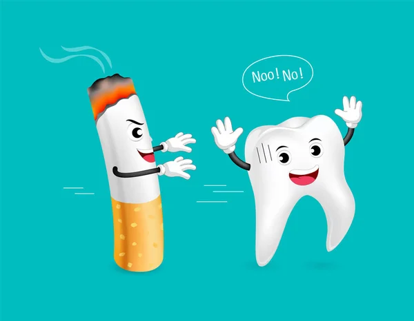 Zdrowy ząb uciec od papierosowego. — Wektor stockowy
