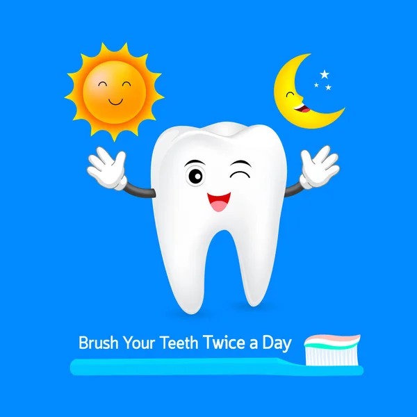 Carattere dei denti con sole e luna . — Vettoriale Stock