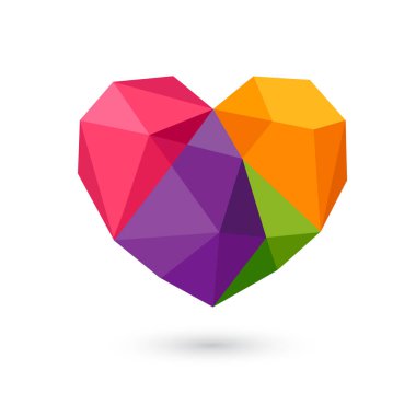 Multi renkleri çokgen kalp tasarımı. 