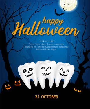 Diş karakter Cadılar Bayramı gecesi ay kabak ile. 