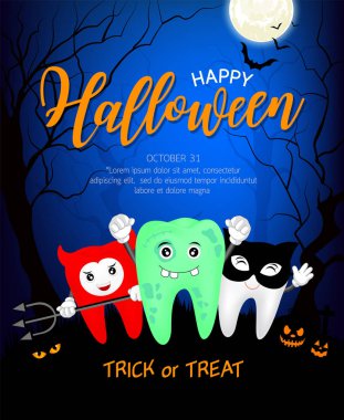 Komik sevimli çizgi diş karakter. 