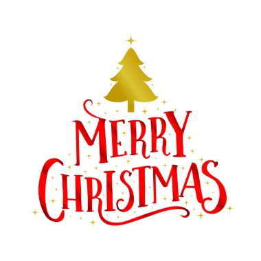 Altın ağaç tasarım yazı mutlu Noeller. 