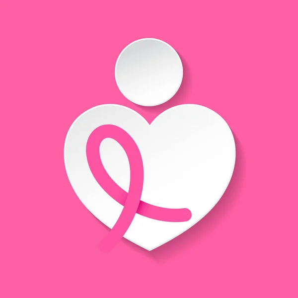 Simbolo di nastro rosa in grafico di femmina . — Vettoriale Stock
