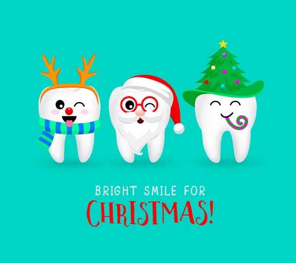 Conjunto de personajes de dientes de Navidad . — Archivo Imágenes Vectoriales