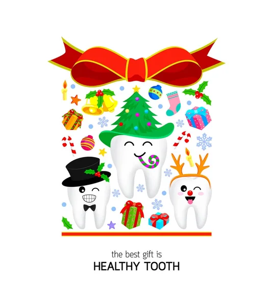 Boże Narodzenie znaków ząb z Boże Narodzenie Elementy projektowania w Dar pole kształtu. — Wektor stockowy