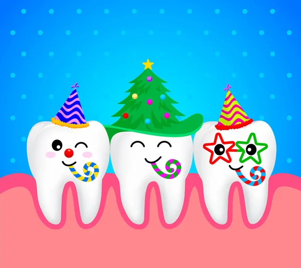 Conjunto de personagens de dentes de Natal . —  Vetores de Stock