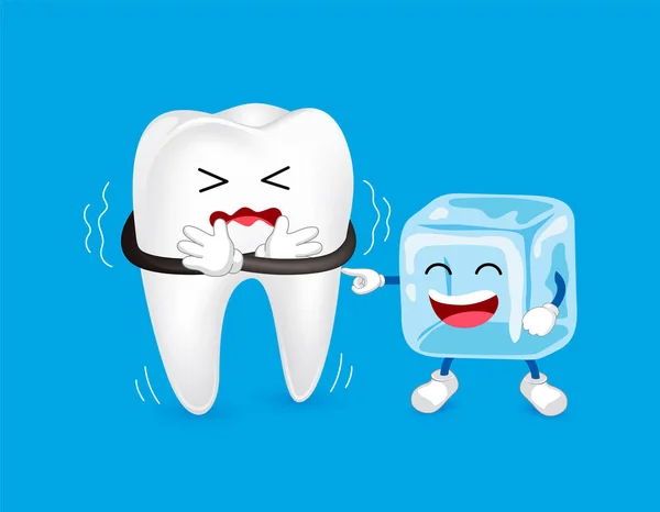 Мультфильм характер зубов и льда . — стоковый вектор