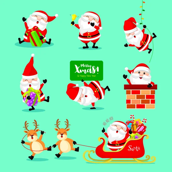 Collection de dessin animé mignon Père Noël . — Image vectorielle