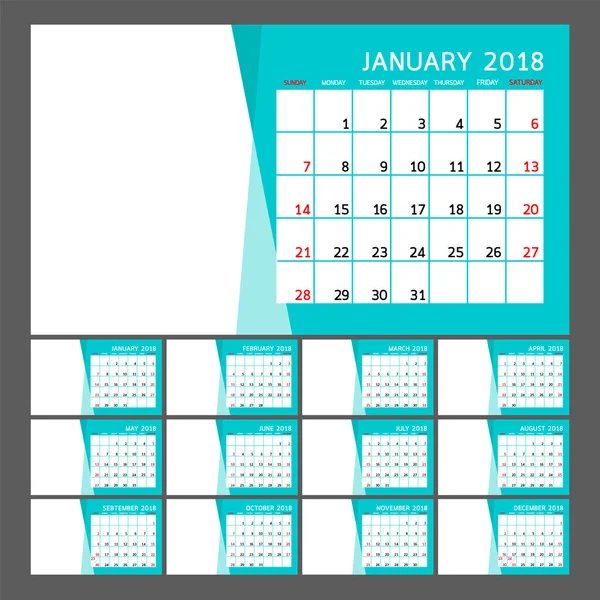 2018 Diseño del año calendario . — Vector de stock