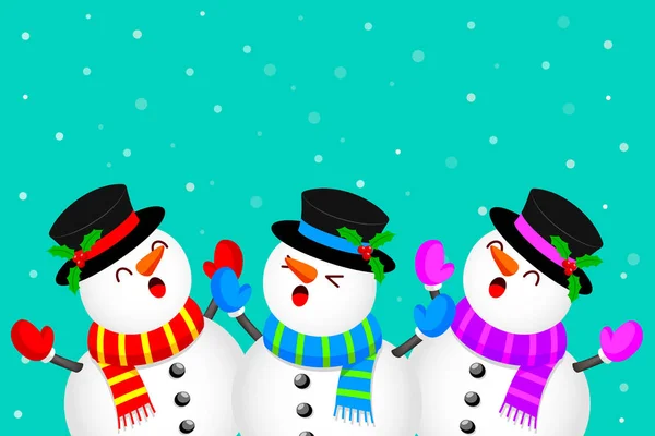 Diseño Personajes Divertidos Muñeco Nieve Levantando Brazos Feliz Navidad Feliz — Vector de stock