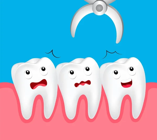 Χαριτωμένο Κινούμενα Οδοντιατρική Εξαγωγή Δοντιού Αφαίρεση Δοντιού Οδοντιατρικό Πρόβλημα Έννοια — Διανυσματικό Αρχείο