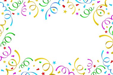 Renkli kutlama arka plan. Kağıt ve şerit konfeti ile. Beyaz arka plan üzerinde izole vektör çizim.