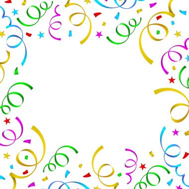 Renkli kutlama arka plan. Kağıt ve şerit konfeti ile. Beyaz arka plan üzerinde izole vektör çizim.