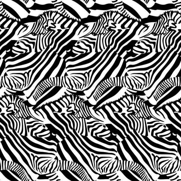 Patrón Sin Costuras Cebra Diseño Textura Animal Salvaje Blanco Negro — Archivo Imágenes Vectoriales