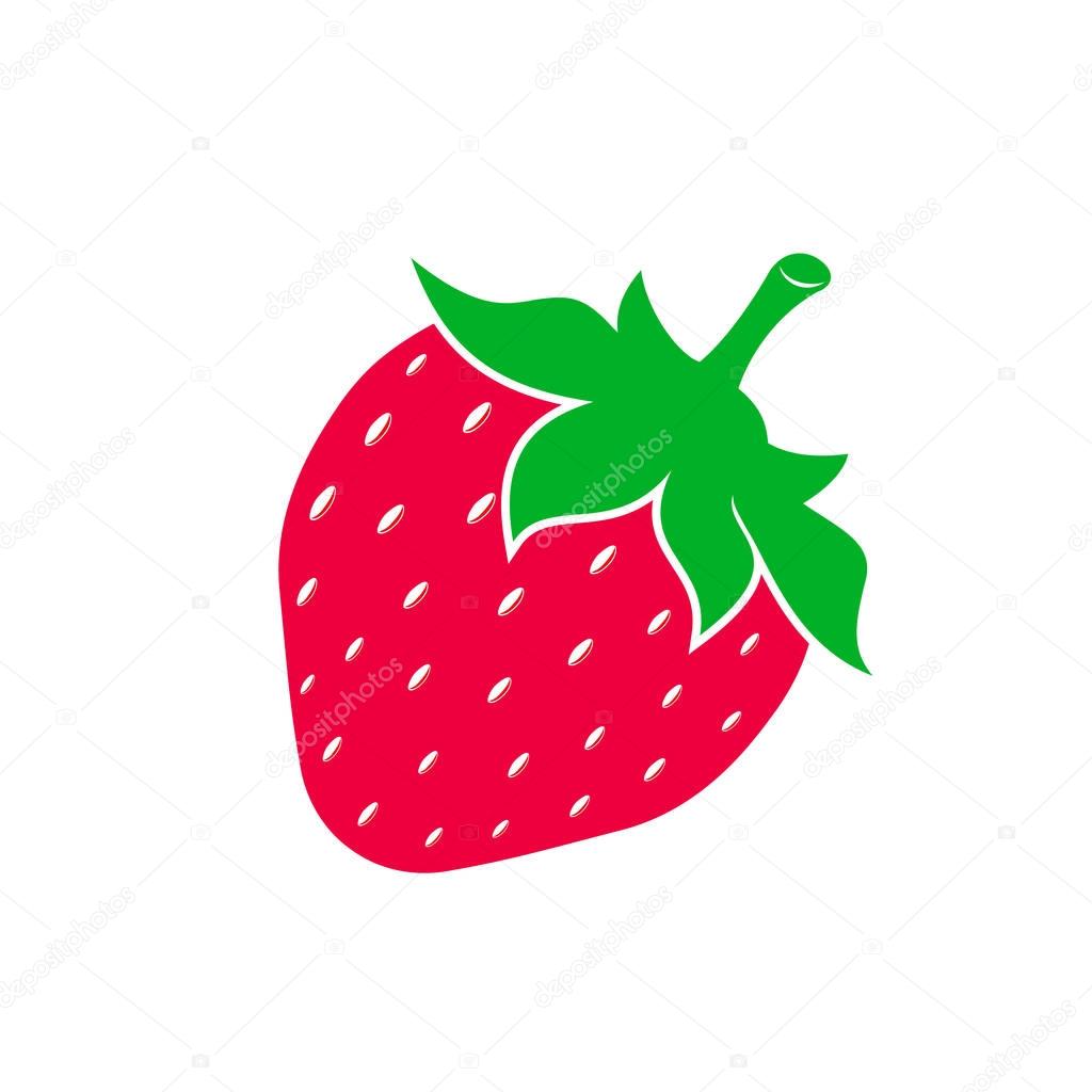 Cute strawberry flat style. Icon design. Vector illustration isolated on white background.