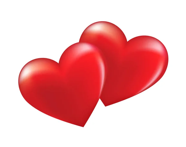 两颗心相爱 情人节快乐在白色背景上隔离的矢量插图 — 图库矢量图片