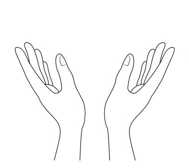 El çekilmiş iki el anahat. Beyaz arka plan üzerinde izole illüstrasyon vektör. sembol simge tasarım.