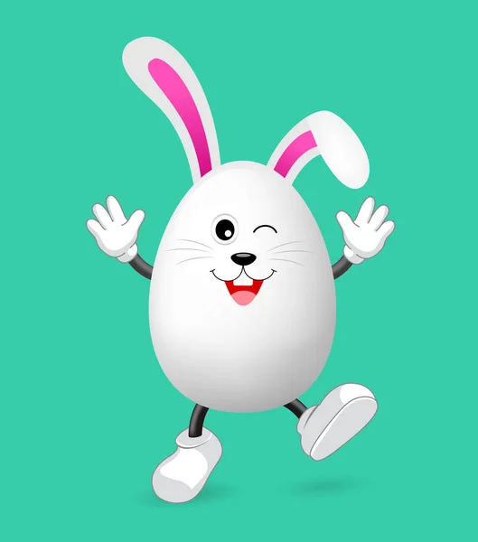 Sevimli Tavşan Oval Karakter Tasarımı Mutlu Paskalya Günü Kavramı Llüstrasyon — Stok Vektör