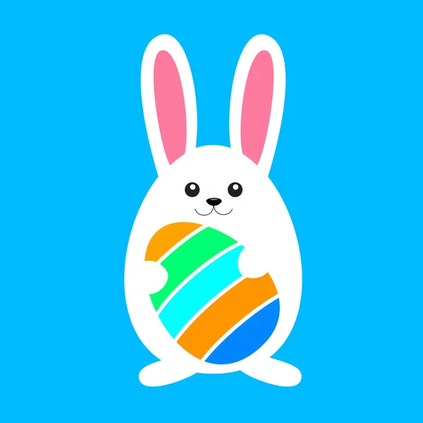 Cute Bunny Holding Easter Eggs Happy Easter Day Concept Vector — Stock Vector