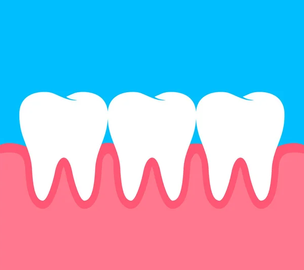 Zähne Mit Menschlichem Kaugummi Flach Zahnpflegekonzept Illustration — Stockvektor