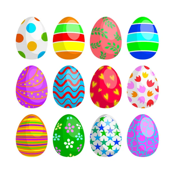 Conjunto Ovos Páscoa Com Textura Diferente Feliz Páscoa Férias Primavera — Vetor de Stock