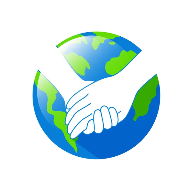 Holding Hands Earth Planet Earth Day Concept Icon Design Poster — Stock Vector