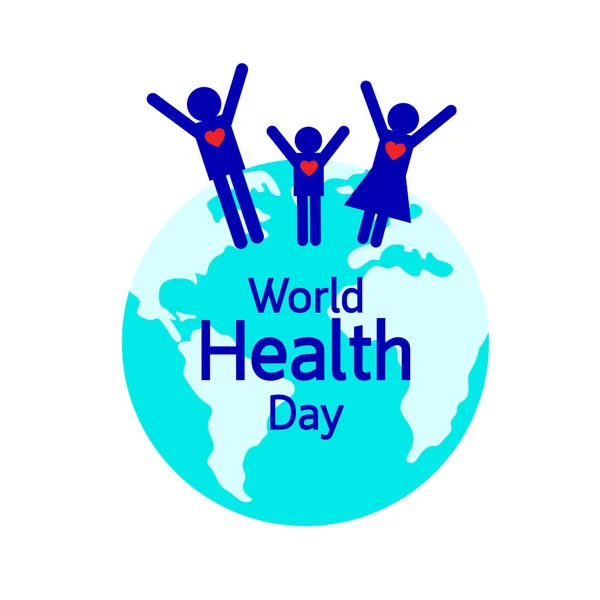 Globe Healthy Family World Health Day Concept Illustration Isolated White — Stock Vector