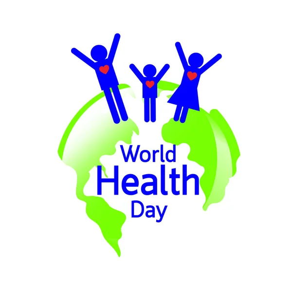 Globe Healthy Family World Health Day Concept Illustration Isolated White — Stock Vector