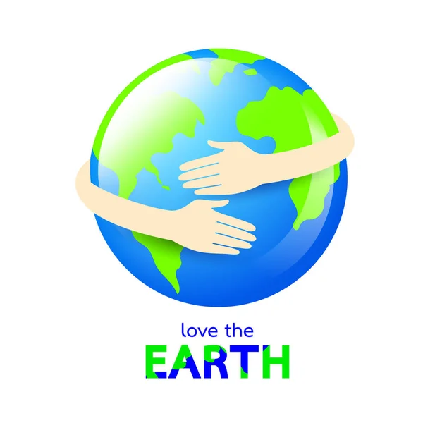 Umarme Den Globus Happy Earth Day Konzept Weltumwelttag Ikone Design — Stockvektor