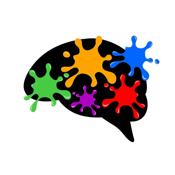 Salpicos Coloridos Forma Cérebro Humano Símbolo Ideia Criativa Icon Design —  Vetores de Stock